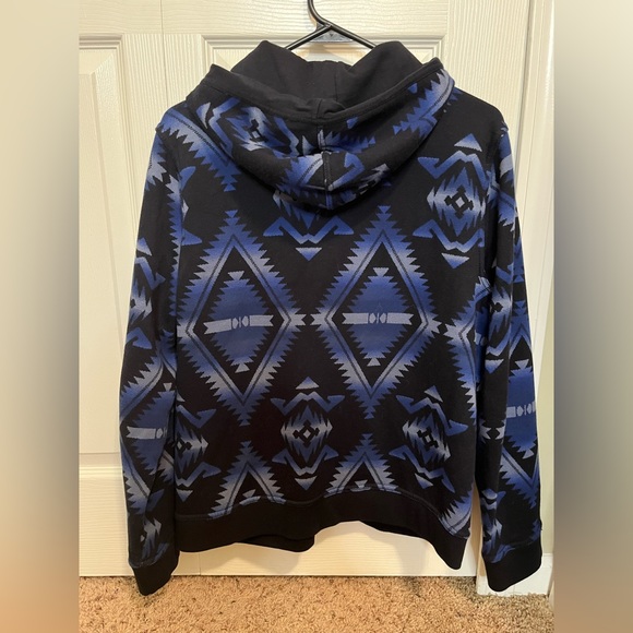 Lauren Ralph Lauren Hoodie Sweatshirt Size L Black & Blue Southwest Design - Picture 3 of 3